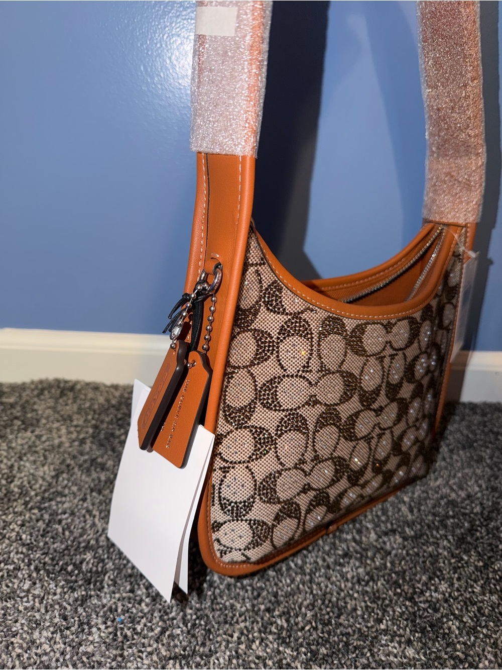 COACH Crystal Signature Jacquard Shoulder Bag - Picture 3 of 10